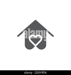 Haus mit Herz Vektor Symbol auf weißem Hintergrund isoliert Stock Vektor