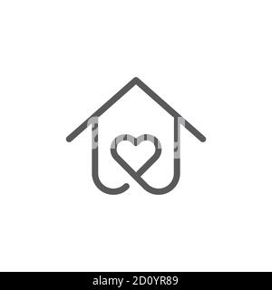 Haus mit Herz Vektor Symbol auf weißem Hintergrund isoliert Stock Vektor