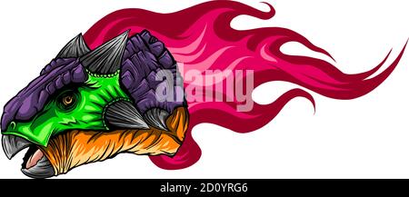 Vektor-Illustration Ankylosaurus mit Flamme. Design-Kunst Stock Vektor