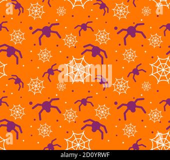 Nahtloses Muster mit halloween Spinnennetz. Design-Konzept mit Stoffdruck. Stock Vektor
