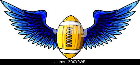 Realistischer Ball für American Football mit schwarzen Flügeln Emblem Vektor Stock Vektor