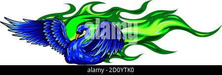 Vektor-Logo Illustration Feuer Schwan Gradient Bunten Stil. Stock Vektor