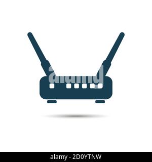 Router flach Symbol-Modem Zeichen-Wireless Illustration-Netzwerk Illustration-adsl isoliert-WiFi-Vektor Stock Vektor