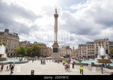 Nelson's Column & Trafalgar Square in London, England. Stockfoto