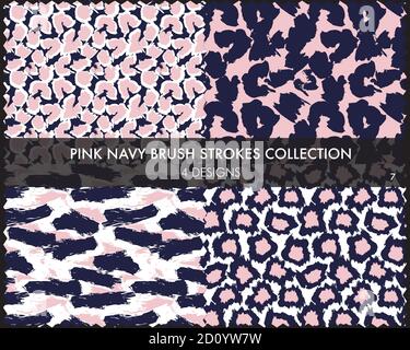 Pinselstriche Musterkollektion enthält 4 Designs für Modedrucke, Grafiken, Hintergründe Stock Vektor