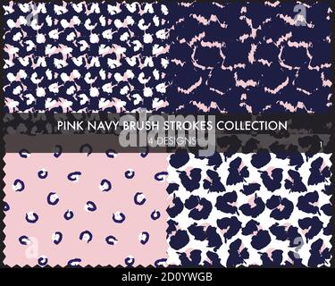 Pinselstriche Musterkollektion enthält 4 Designs für Modedrucke, Grafiken, Hintergründe Stock Vektor