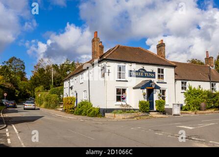 The Three Tuns, ein Country Pub in Great Bedwyn, einem Dorf im Osten von Wiltshire in der Nähe von Marlborough, Südengland Stockfoto