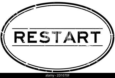 Grunge schwarz Neustart Wort oval Gummi Stempel auf weiß Hintergrund Stock Vektor