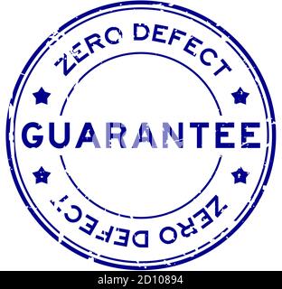 Grunge blau Null Defekt Garantie Wort rund Gummi Dichtung Stempel Auf weißem Hintergrund Stock Vektor