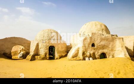 Verlassene Sets für die Dreharbeiten zum Film Star Wars in der Sahara. Tunesien Stockfoto