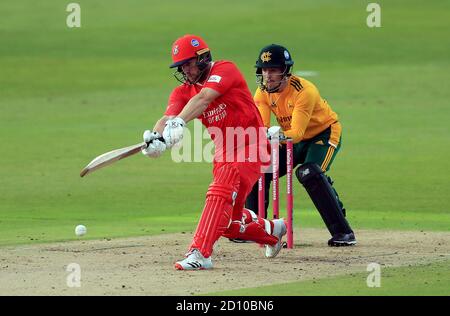 Steven Croft von Lancashire Lightning hat beim Vitality Blast T20 Halbfinale in Edgbaston, Birmingham, gebattet. Stockfoto