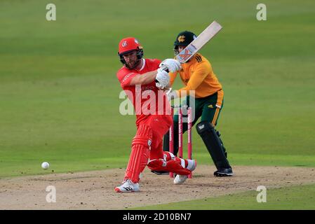 Steven Croft von Lancashire Lightning hat beim Vitality Blast T20 Halbfinale in Edgbaston, Birmingham, gebattet. Stockfoto