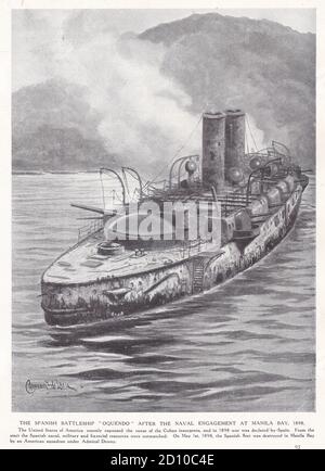 Das spanische Schlachtschiff 'Oquendo' nach dem Naval Engagement in Manila Schacht 1898 Stockfoto