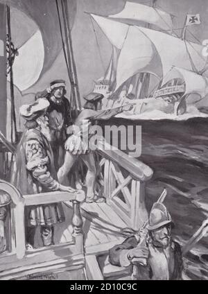 Vasco da Gama am Kap der Guten Hoffnung 1497 Stockfoto