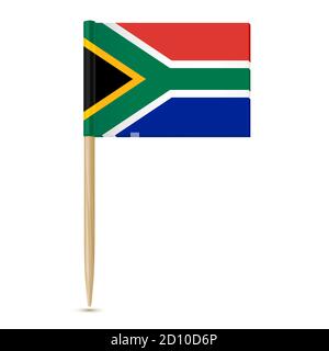 Südafrika Flagge Zahnstocher auf weißem Hintergrund Stock Vektor