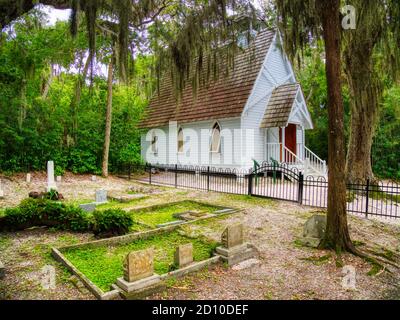 Pioneer Cemetery in Mary's Chapel am historischen spanischen Punkt in Osprey Florida in den Vereinigten Staaten Stockfoto