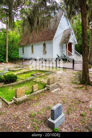 Pioneer Cemetery in Mary's Chapel am historischen spanischen Punkt in Osprey Florida in den Vereinigten Staaten Stockfoto