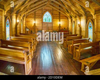 Das Innere der Mary';s Kapelle am historischen spanischen Punkt in Osprey Florida in den Vereinigten Staaten Stockfoto