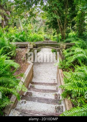 Eintritt zum Fern Walk unter Aquädukt am Historic Spanish Point In Osprey Florida in den Vereinigten Staaten Stockfoto