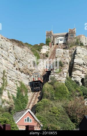 Der East Hill Lift in Hastings, East Sussex Stockfoto