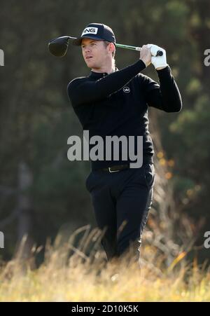 Südafrikas Brandon Stone auf dem 10. Abschlag während der vierten Runde der Aberdeen Standard Investments Scottish Open im Renaissance Club, North Berwick. Stockfoto