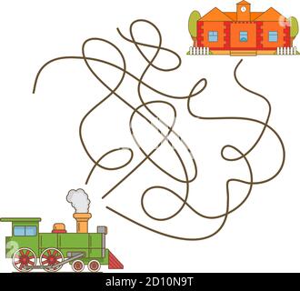 Maze Spiel Dampflokomotive, Bildung Spiel für Kinder. Stock Vektor