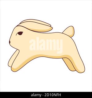 Das laufende Kaninchen. Tier Zeichentrickfigur. Flaches illyustratsiyavektor. Stock Vektor