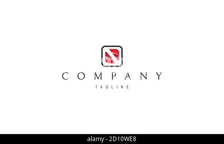 Vektor-Logo, auf dem ein abstraktes Bild einer Leber in einem Quadrat, das den Buchstaben N bildet. Stock Vektor