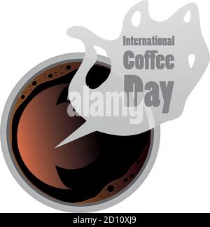 Internationales Kaffee-Tag-Label mit einer Tasse dampfenden Kaffee vektorgrafik Design Stock Vektor