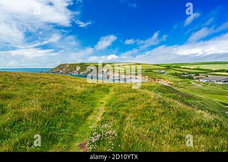 Küstenweg zwischen Gunwalloe Church Cove und Dollar Cove Cornwall England Vereinigtes Königreich Europa Stockfoto