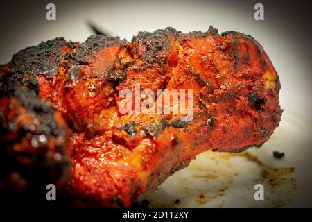 Gekochte BBQ Hähnchen Braten vintage Nahaufnahme Stockfoto