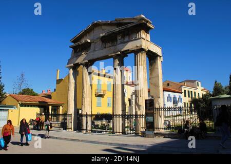 Ruinen der römischen Agora in der Nähe von Plaka, Athen, Griechenland, 4. Februar 2020. Stockfoto