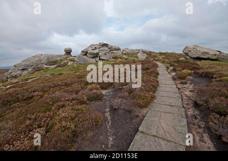 Zurück Tor Summit am nördlichen Ende des Derwent Edge im Peak District National Park, England, Großbritannien Stockfoto