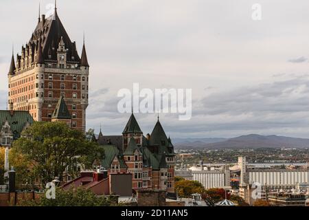 Alte québec Stadt in der Abenddämmerung Stockfoto