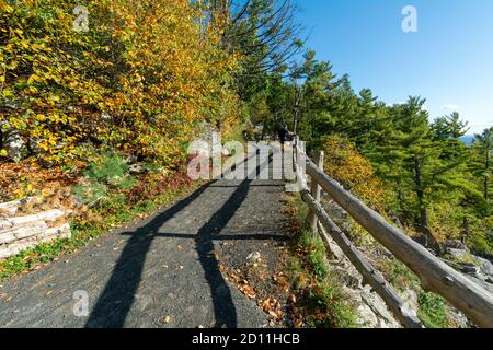 Wanderweg in den Shawangunk Mountains von Upstate New York Mit Herbstlaub Stockfoto