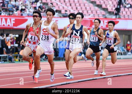 Niigata, Japan. Japan. Kredit: MATSUO. Oktober 2020. (L-R) Kenta Umetani, Mikuto Kaneko, Ryosuke Irie Leichtathletik : die 104. Japan Track & Field National Championships Männer 800 m Hitze im Denka Big Swan Stadium in Niigata, Japan. Japan. Kredit: MATSUO .K/AFLO SPORT/Alamy Live Nachrichten Stockfoto