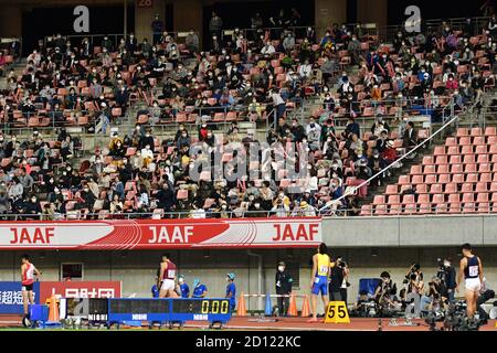 Niigata, Japan. Japan. Kredit: MATSUO. Oktober 2020. Allgemeine Ansicht Leichtathletik : das 104. Japan Track & Field National Championships 400 m Hürdenfinale der Männer im Denka Big Swan Stadium in Niigata, Japan. Japan. Kredit: MATSUO .K/AFLO SPORT/Alamy Live Nachrichten Stockfoto