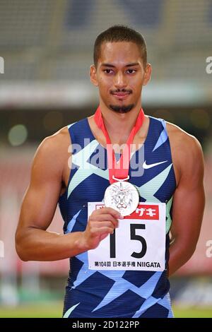 Niigata, Japan. Japan. Kredit: MATSUO. Oktober 2020. Aska Cambridge Athletics : die 104. Japan Track & Field National Championships Men's 100m Award Ceremony im Denka Big Swan Stadium in Niigata, Japan. Japan. Kredit: MATSUO .K/AFLO SPORT/Alamy Live Nachrichten Stockfoto