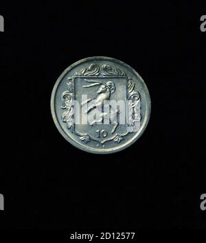 Isle of man, zehn Pence, Münze, 1984, Silber, UK, Münzen Stockfoto