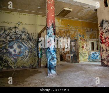 Die Haunted Pennhurst School- die auch als Pennhurst Asylum bekannt ist, wegen seiner beklagenswerten, unterbesetzt, & überfüllten Bedingungen Stockfoto