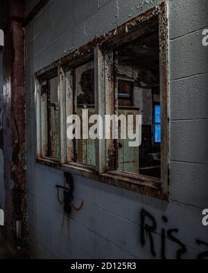 Die Haunted Pennhurst School- die auch als Pennhurst Asylum bekannt ist, wegen seiner beklagenswerten, unterbesetzt, & überfüllten Bedingungen Stockfoto