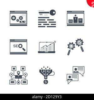 Symbole für SEO und Weboptimierung festgelegt Stock Vektor