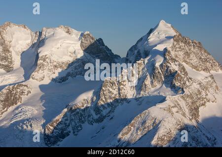 Geographie / Reisen, Schweiz, Piz Roseg, Blick von der Corvatsch, Bernina Gruppe, Engadin, Additional-Rights-Clearance-Info-not-available Stockfoto