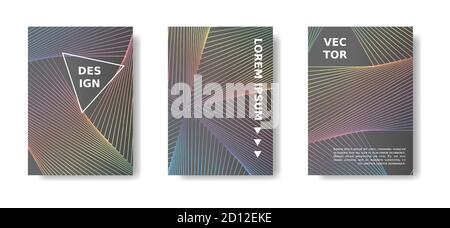 Minimales Titeldesign. Moderne vertikale Abdeckung. Holographic Regenbogen und grau Abdeckung Design-Set. Stock Vektor