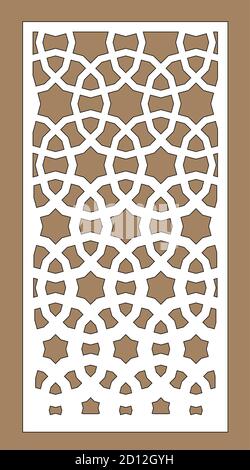 Schirm, Schutzgitter Schablone. Laserschnitt Vektorplatte, Bildschirm, Zaun, Trennwand. CNC-Dekormuster, Jali-Design, Innenelement. Islamisch Stock Vektor