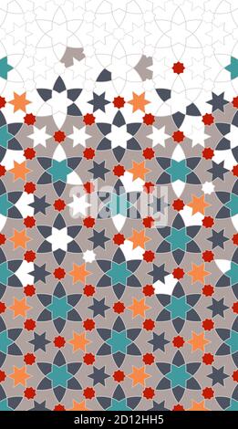 Türkisches geometrisches Muster. Farbe islamisches Muster. Geometrische Halbton-Textur mit gemischter Arabeske Farbe Kachel Zerfall. Stock Vektor