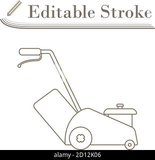 Symbol Für Rasenmäher. Bearbeitbare Kontur Einfaches Design. Vektorgrafik. Stock Vektor