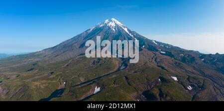 Luftpanorama des Koryaksky Vulkans Stockfoto