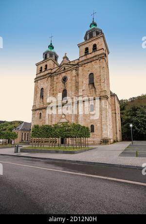 Kathedrale von Malmedy in Belgien. Stockfoto