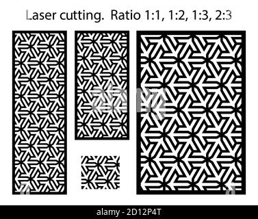 Geometrisches Laserschneidvektormuster. CNC-geometrische Schablone gesetzt. Platten und Siebe für cnc-Schnitt. Stock Vektor